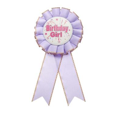 Imagem de PATIKIL Fita de aniversário, 15 x 7 cm, alfinete, tecido, aniversário, menina, para festas, adultos, mulheres, decorações de festa, celebração, acessório, presente, roxo claro