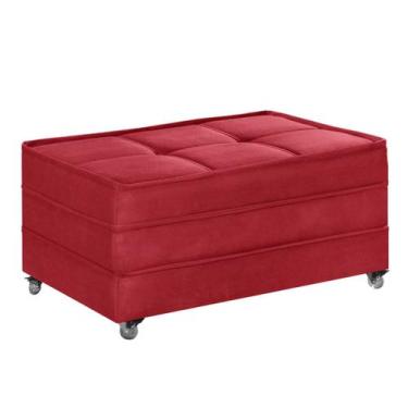 Imagem de Puff Cama Solteiro Dobravel Com Rodízios - LINDECOR, Vermelho