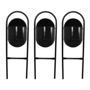 Imagem de Kit 3 Lixeira Portugal FechadaChapa Parque Calçada Rua 115cm - Santa E