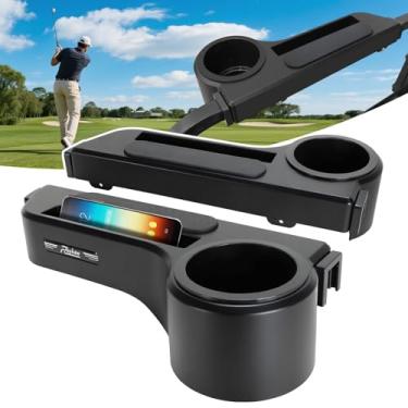 Imagem de Roykaw Apoio de braço de carrinho de golfe com suporte de copo, apoio de braço para assento traseiro sem perfuração, universal compatível com modelo de moldura quadrada EZGO Club Car Yamaha, com