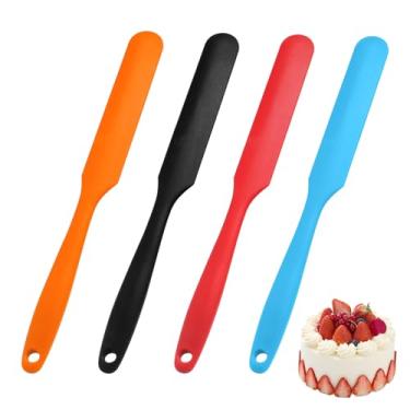 Imagem de Conjunto de espátulas de silicone resistente de 4 peças - Espátulas de frasco de silicone (28 cm), resistente ao calor até 315 °C - multiuso para decoração de bolos, arte de resina, acessórios de kit