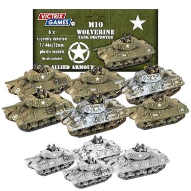 Imagem de Wargames Delivered - Conjunto de caça-tanques Victrix M10 Wolverine – 6 tanques altamente detalhados escala 1:144 de 12 mm com folha de decalque para dioramas de jogos de guerra e da Segunda Guerra