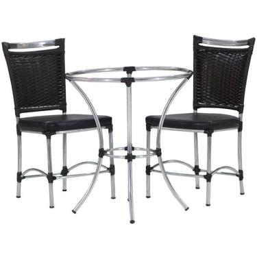 Imagem de 2 Cadeiras JK e Mesa em Alumínio para Cozinha, Varanda, Edícula Trama