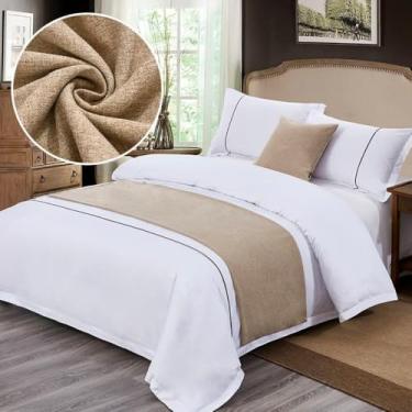 Imagem de Lenço de cama de hotel corredor de cama de cor sólida decoração moderna colcha de cama macia luxuosa proteção para cama de solteiro queen king size cáqui ||solteiro/solteiro 19,7 x 70,8