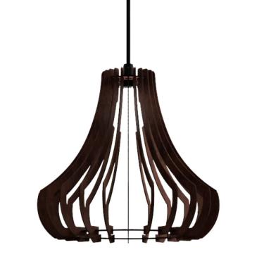 Imagem de Luminária Teto Tipo Pendente Gancho Mdf Completa - Cor:marrom