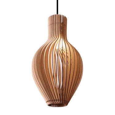 Imagem de Luminária Teto Tipo Pendente Em Mdf Malvinas Completa - Cor:mdf Cru