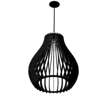 Imagem de Luminária Teto Tipo Pendente Antares Mdf Completa - Cor:preta
