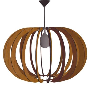 Imagem de Luminária Teto Tipo Pendente Olimpía Mdf Completa - Cor:marrom
