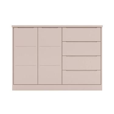 Imagem de Cômoda Infantil Lua P04 Rose 4 Gavetas 2 Portas em MDF com Puxador em MDF Rosê