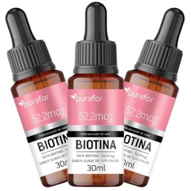 Imagem de Kit com 3 Frascos de Biotina em Gotas 30ml 52,2mcg - Suplemento Alimentar - Cabelo e Pele - Vitamina B7 100% Pura