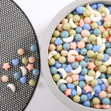 Imagem de GOGOSO Bolas De Piscina Em Formato Coração E Lua, Brincar Para Piscina, 100, 200, 500, 1000, À Prova Esmagamento, Sem Bpa, Crianças Pequenas, Bebês, Bolinhas Pastel, Elegante Mistura Azul-Rosa