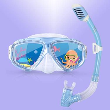 Imagem de EXP VISION Conjunto De Snorkel Infantil, Máscara Antiembaçante, Óculos Natação Infantis Quebrados Com Parte Superior Seca, Pacotes Mergulho Para Meninos, Meninas E Crianças 3 A 12 Anos (Conjunto Azu