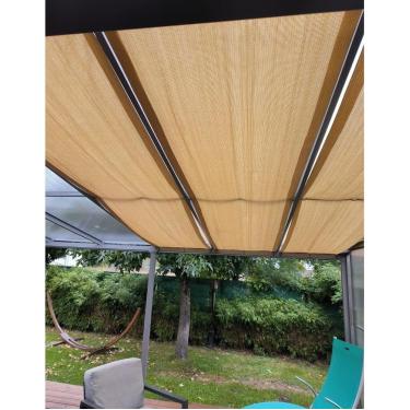 Imagem de Toldos vela, telhado pérgola decoração de tampa da sombra - tecido de pano de tira de pano permeável com blocos UV de ilhós para deck de jardim, bege, 0,3x5m (11,8 "x16.4 ')