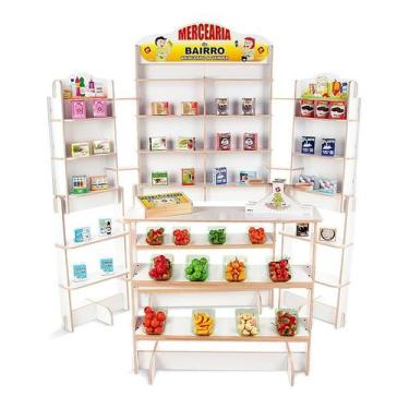 Imagem de Brincando de Vender Mercearia Do Bairro MDF Caixa de Papelão Unissex C