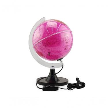 Imagem de Globo Terrestre Aquarela Rosa Com Lâmpada Led Luminária Decorativo