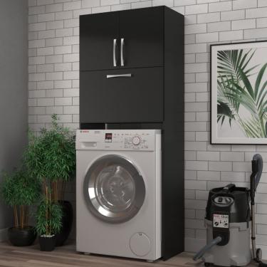 Imagem de Armário Multiuso Lavanderia 3 Portas Preto