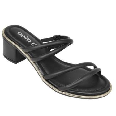 Imagem de Sandália Beira Rio Feminino Tamanco Salto Baixo 8379.249, Preto, 38