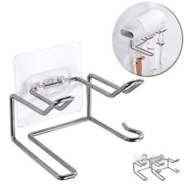 Imagem de CenterZ Suporte para secador de cabelo, suporte de parede autoadesivo à prova d'água para secador de cabelo, suporte organizador de armazenamento compatível com Dyson e a maioria dos secadores de cabelo, escova, modelador de cachos e alisador