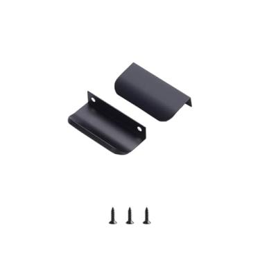 Imagem de Satanga Puxador de dedo preto Edge para armários Puxadores de gaveta de cozinha puxadores de alumínio escondido montagem traseira maçaneta porta para casa pacote com 10 modernos 8 cm comprimento total