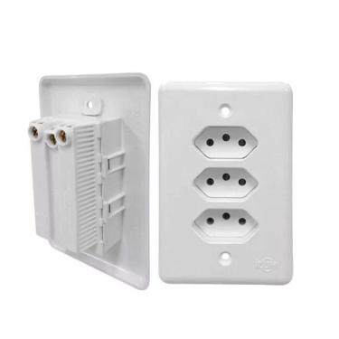 Imagem de Tomada Tripla 10A 250V Monobloco Stylus Ilumi Pl 4X2