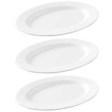 Imagem de Kit 3 Travessas de Melamina Bandeja Oval Servir Porções Petiscos Salad