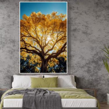 Imagem de Quadro decorativo Ipê amarelo vertical - MeMoldura, Moldura Branca, 60