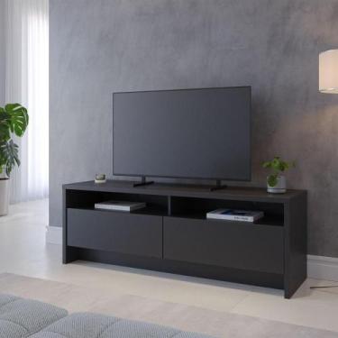 Imagem de Rack para TV Até 50" 2 Portas Aspen 135 cm - Preto Fosco - Móveis Prov