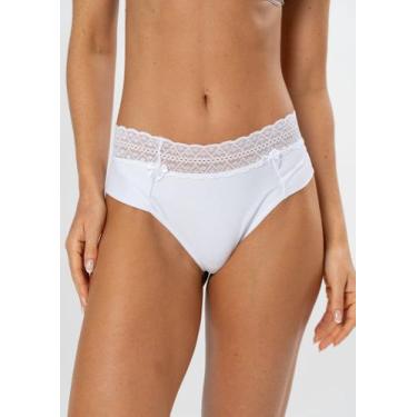 Imagem de Calcinha de Microfibra com Cós de Renda Fio Duplo - Gimara, GG, Branco