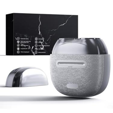 Imagem de Aerzosty Navalha elétrica para rosto masculino, mini barbeador elétrico, barbeador facial impermeável IPX7, uso molhado/seco, lâminas flutuantes duplas para barba por fazer e barbear, carregamento