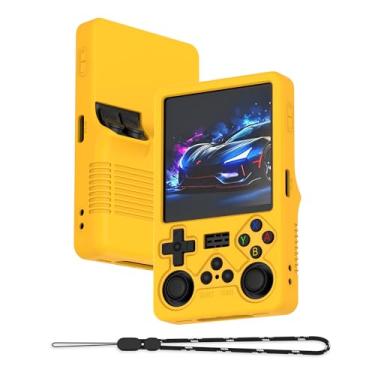 Imagem de SKRVGOJFG Case for R36S Plus, Silicone Cover Shell Anti-Slip, Shock Proof, Soft Protective Case for R36S Plus Handheld Game Console Accessories with Lanyard - Yellow