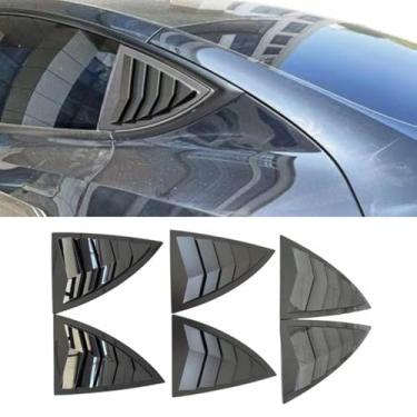 Imagem de Acabamento de janela de triângulo traseiro de carro compatível com modelo Y 2021+ kit de tampa de acabamento de janela de ventilação lateral traseira acessórios de carro (preto fosco)
