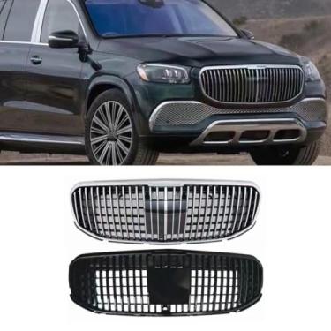 Imagem de Acabamento da tampa da grade do para-choque do carro compatível com GLS 2020+ Honeycomb Racing Grille Body Kit Acessórios de carro (prata)