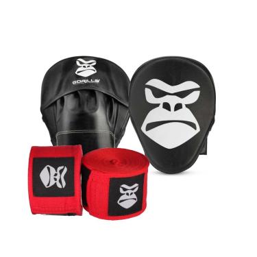 Imagem de Manopla De Foco - Aparador De Soco Muay-Thai Boxe + Faixa de Mao Boxe - Bandagem/Atadura - Gorilla