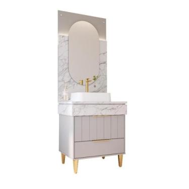 Imagem de Gabinete Para Banheiro Com Lavatório Riviera Platina Calacata MGM Móve