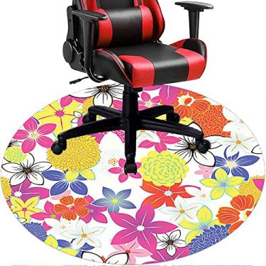 Imagem de Tapete de cadeira de escritório com flores, textura de flor, tapete de cadeira de mesa para piso de madeira de escritório doméstico, protetor de piso de pilha baixa multiuso, redondo, 99 cm