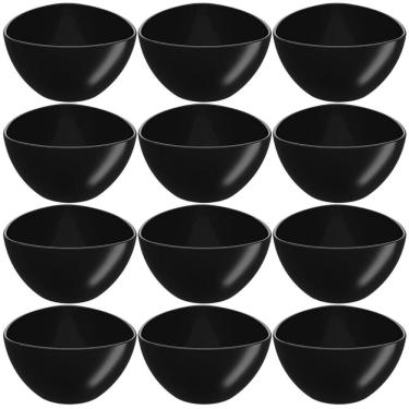 Imagem de 12 Bowls Preto de Plástico Triangular 250ml Pote de Petiscos Sobremesa Tigela Essential