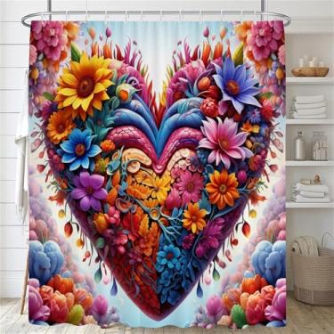 Imagem de Cortina de chuveiro de flores, Cortina de chuveiro floral, Cortina de banheiro de flores e plantas, Casa, SK5129, L90 x A180 cm, 35 x 70 pol.