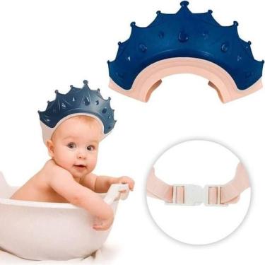 Imagem de Chapéu Coroa Para Banho Bebê Viseira Protetor Para Olhos - SM, Azul