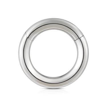 Imagem de FINE4U Argola articulada de calibre grande 6G 8G 10G 10 mm 12 mm 14 mm 16 mm - ASTM F136 clicker de titânio para septo, alongamento de lóbulo, hipoalergênico sem níquel piercing corporal joia, Titânio