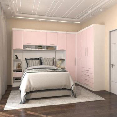 Imagem de Quarto Modulado Casal de Canto 5 Peças 9 Portas 4 Gavetas Alpes Lucian