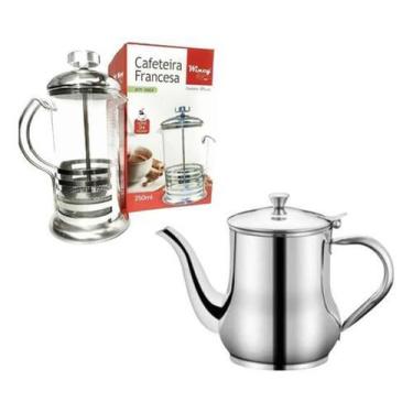 Imagem de Cafeteira Prensa Francesa + Bule Inox 420ml - Café/Chá - Kadê