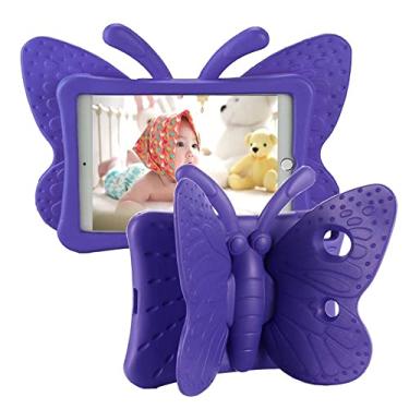 Imagem de Tading Capa para iPad 9ª 8ª 7ª geração infantil meninas, linda borboleta à prova de choque espuma EVA super proteção suporte capa para iPad 2021 2020 2019 10,2 polegadas e iPad Air 3 Pro 10,5 polegadas - roxo