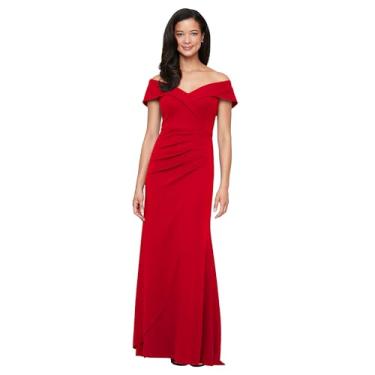 Imagem de Alex Evenings Vestido feminino longo tomara que caia, Crepe vermelho, 42