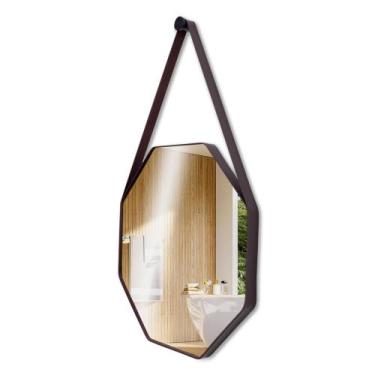 Imagem de Espelho Octagonal Decorativo Suspenso Com Alça 60cm + Pino Completo - 