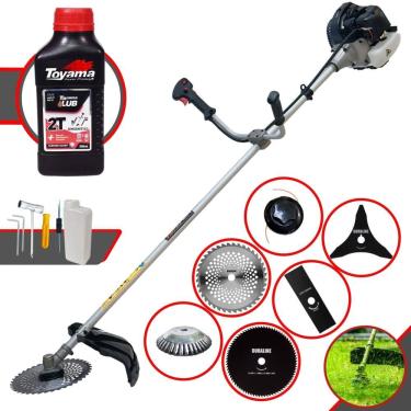Imagem de Roçadeira Robusta Anmax CG430B À Gasolina 43cc 1,7HP Completa Com 6 Opções de Cortes, Carretel + Kit 4 Facas + Escova de Aço Circular + ÓLEO TOYAMA 2T