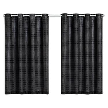 Imagem de Cortina para portas e janelas - Com Blackout em Pvc e Tecido Voil Xadrez 2,8 M X 2,3 M - Modelo Premium (Preto)