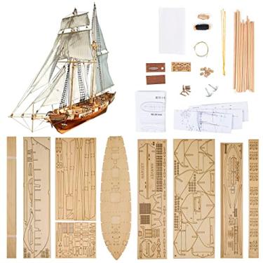Imagem de GAWEGM Kits de construção de modelo de navio - Escala 1/96 Clássicos Modelo de Navio Antigo Harvey 1847 Veleiro de Madeira DIY Barco Hobby