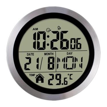 Imagem de WeiLaiKeQi Despertador digital com função, display de temperatura versátil, relógio de mesa, relógio de parede para academia, hotéis, sala de estar, Moldura de Alumínio