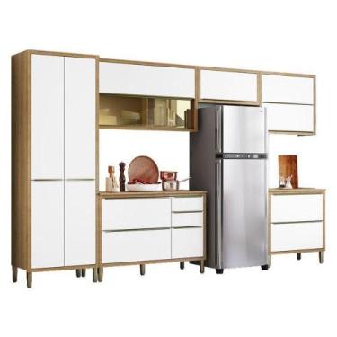 Imagem de Cozinha Modulada Paola Composição 4 Carvalho Dakar Branco Brilho - Ara
