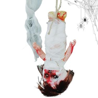 Imagem de Boneca bebê assustadora - bonecas assustadoras sangrentas decoração de Halloween - enfeites de quintal adereços de foto para decorações de Halloween interior ao ar livre casa jardim varanda árvore